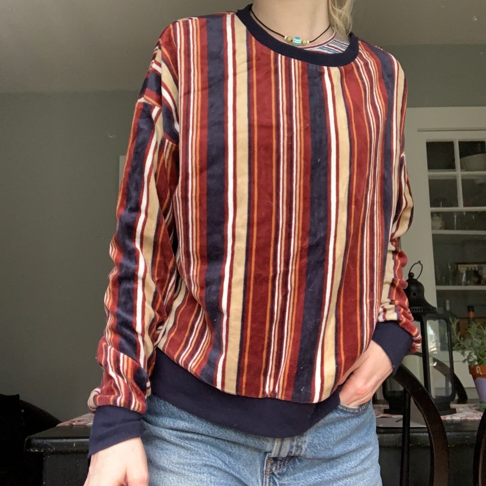 Vintage style velvet striped sweater